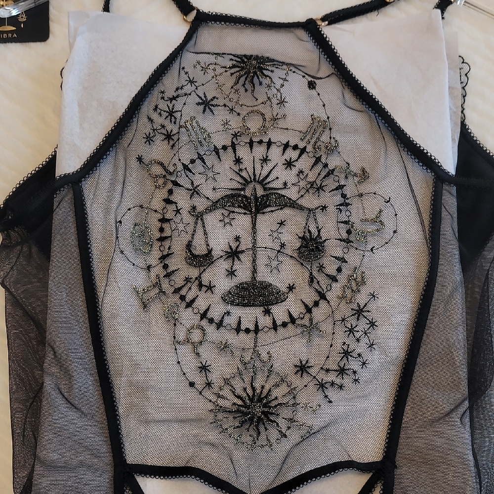 Honey Birdette NOVA LIBRA Black Mesh Bodysuit